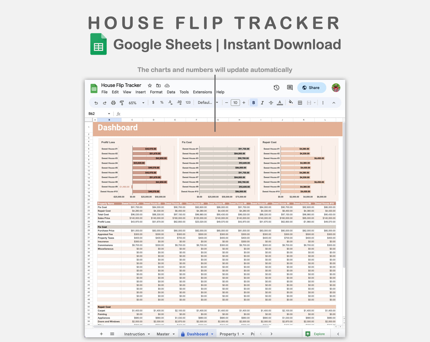 Google Sheets - House Flip Tracker - Neutral