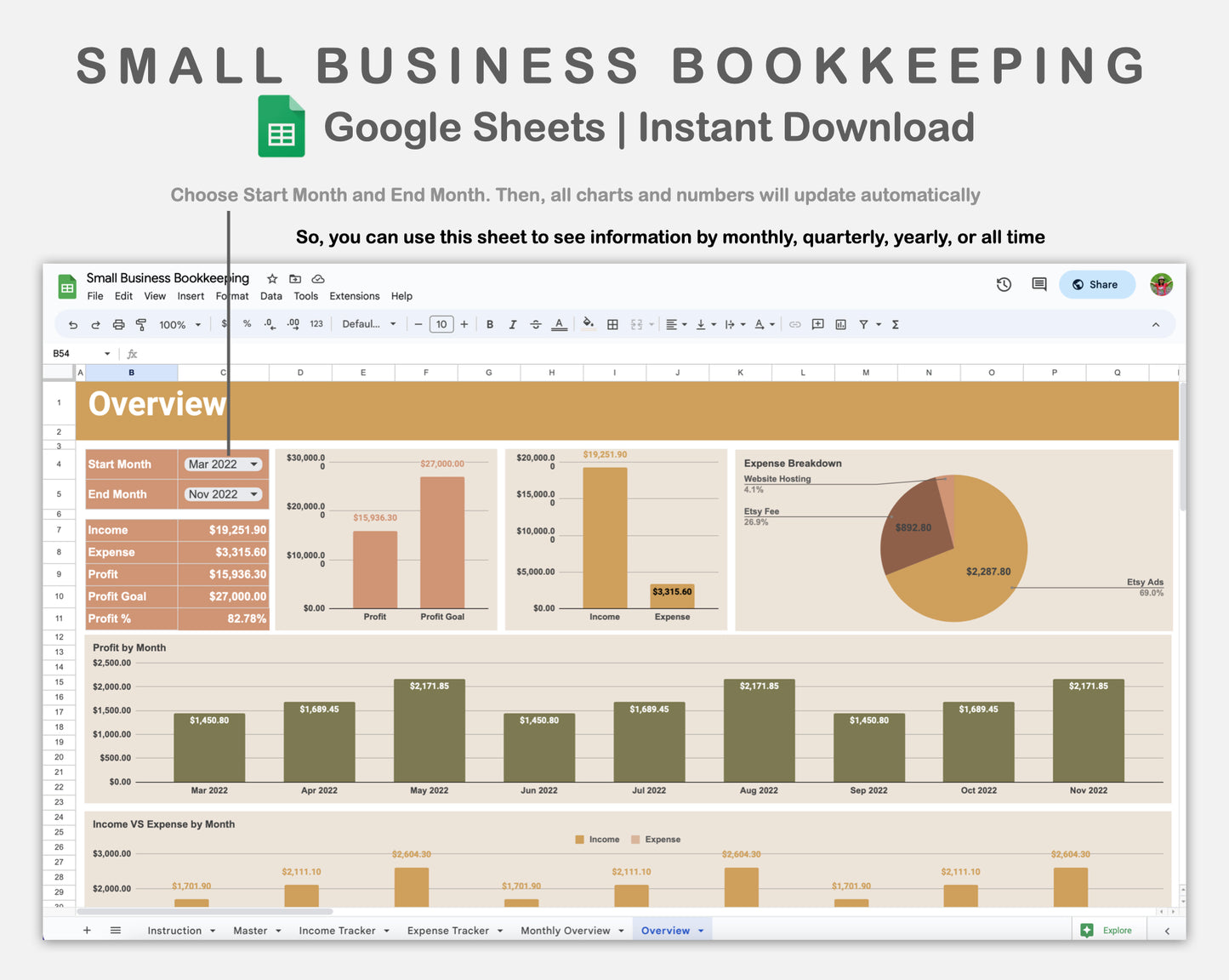 Google Sheets - Small Business Bookkeeping - Boho