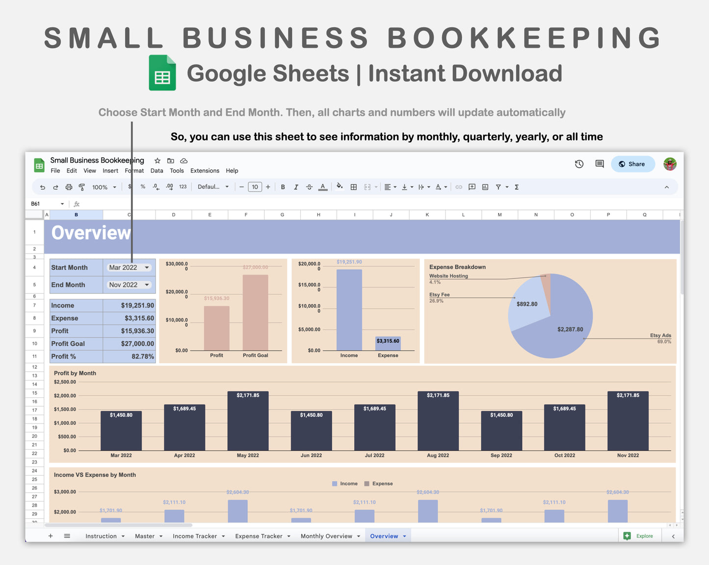Google Sheets - Small Business Bookkeeping - Sweet