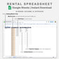 Google Sheets - Rental Spreadsheet - Sweet