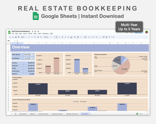 Google Sheets - Real Estate Bookkeeping - Sweet