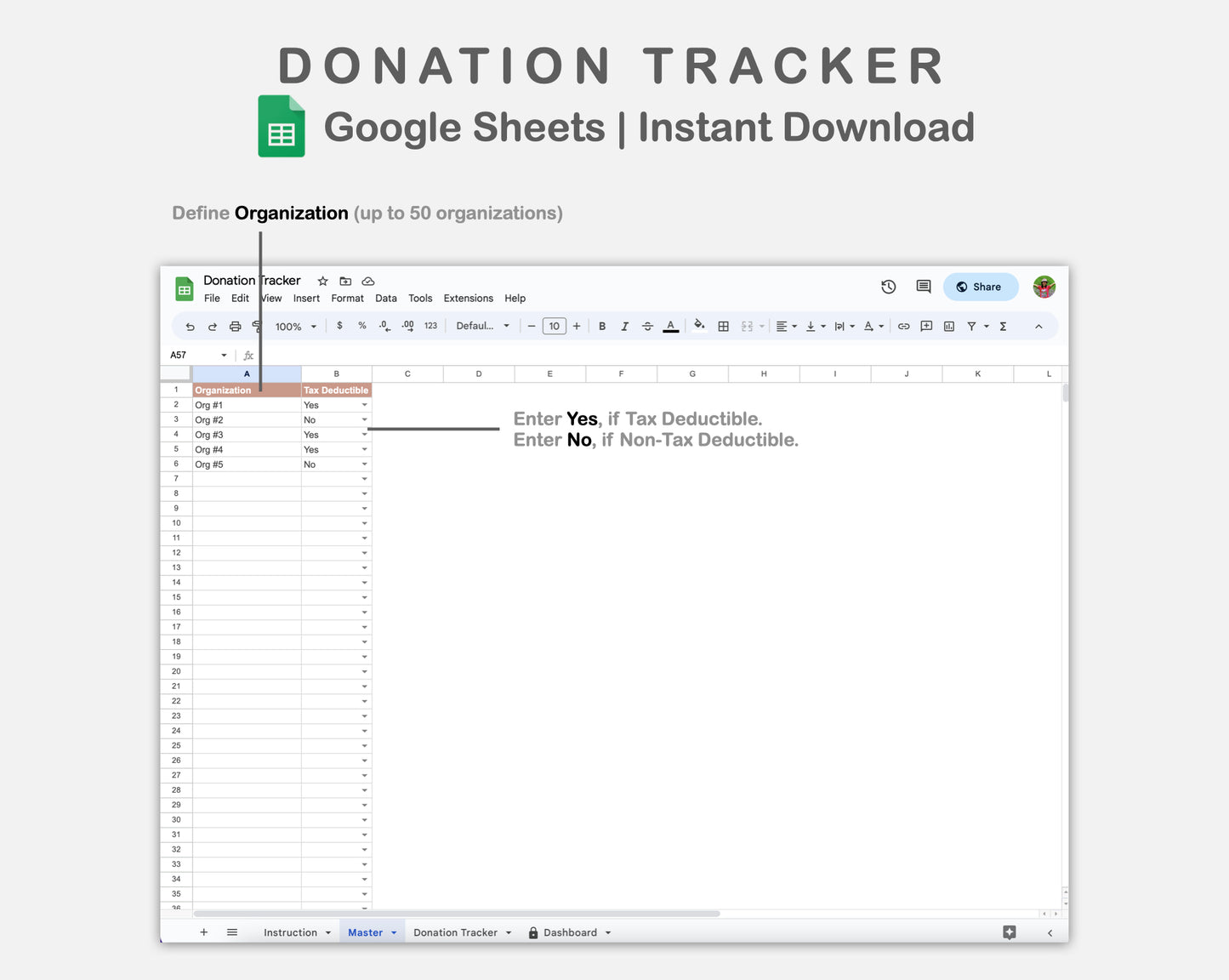 Google Sheets - Donation Tracker - Neutral