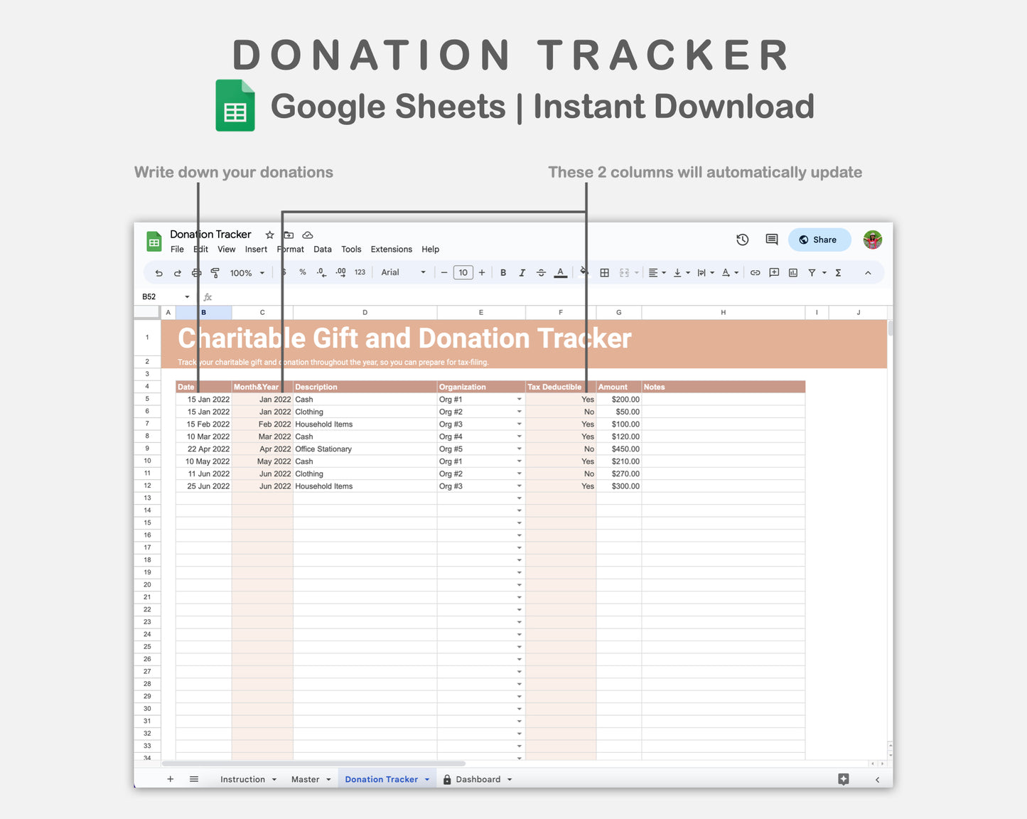 Google Sheets - Donation Tracker - Neutral