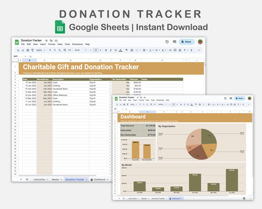 Google Sheets - Donation Tracker - Boho