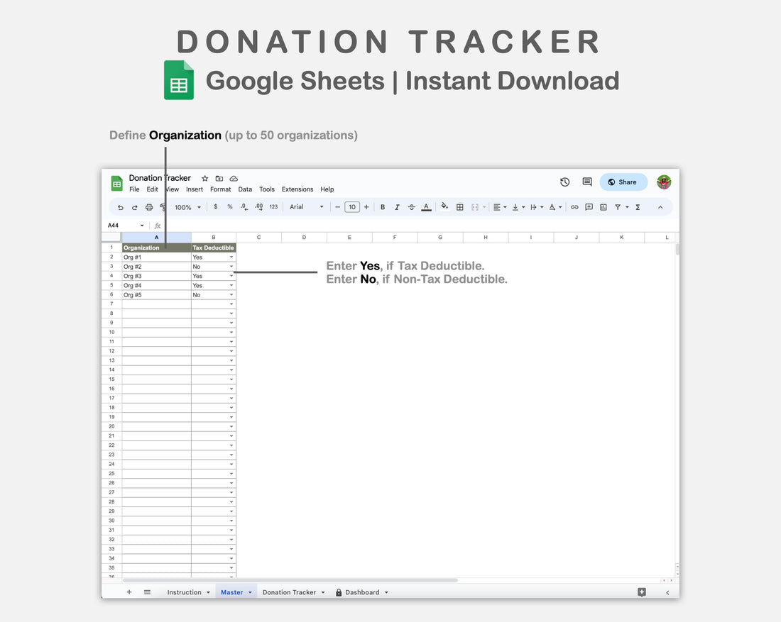 Google Sheets - Donation Tracker - Earthy – kjunstudio