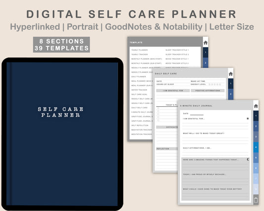 Digital Self Care Planner - Blue
