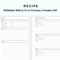 Personal Wide Inserts - Recipe