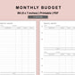 B6 Inserts - Monthly Budget