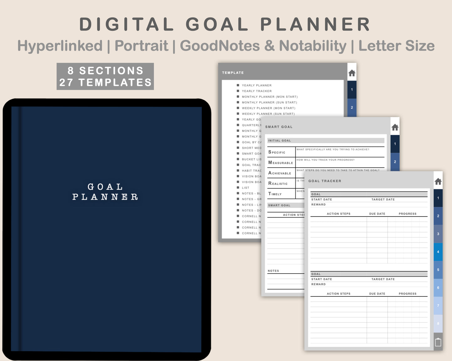Digital Goal Planner - Blue