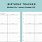 B6 Wide Inserts - Birthday Tracker