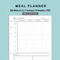 B6 Wide Inserts - Meal Planner with Grocery List