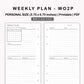 Personal Inserts - Weekly Plan - WO2P - with Calendar