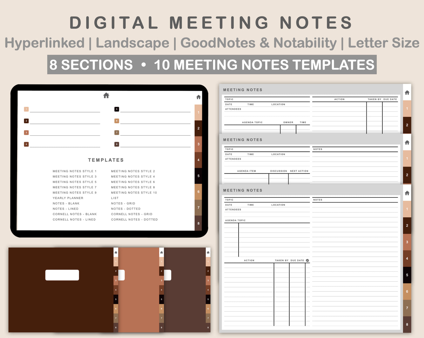 Digital Meeting Notes - Landscape - Brown Coffee