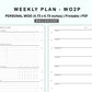 Personal Wide Inserts - Weekly Plan - WO2P - with Habit Tracker