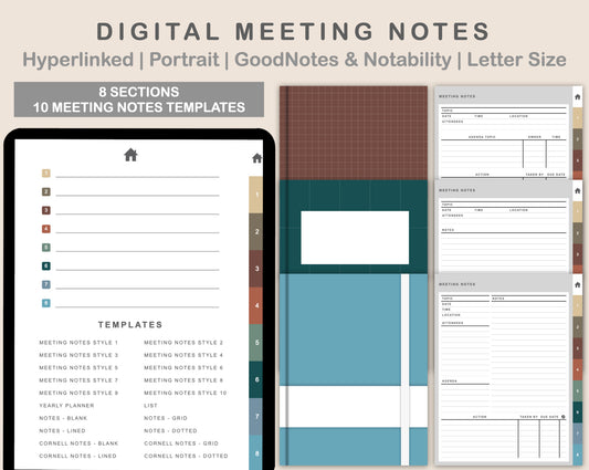 Digital Meeting Notes -Portrait -  Muted