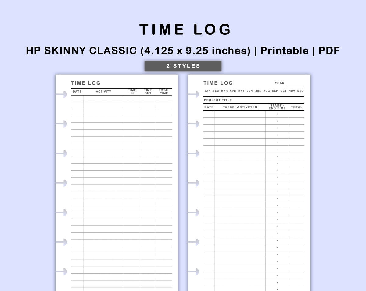 Time Insert Paper Skinny Classic HP Inserts - Time Log – kjunstudio