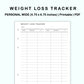 Personal Wide Inserts - Weight Loss Tracker