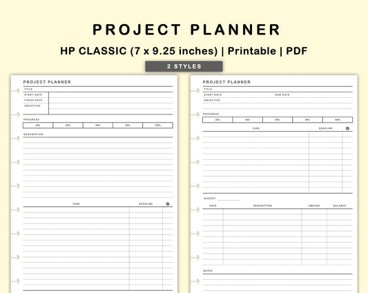 Classic HP Inserts - Project Planner