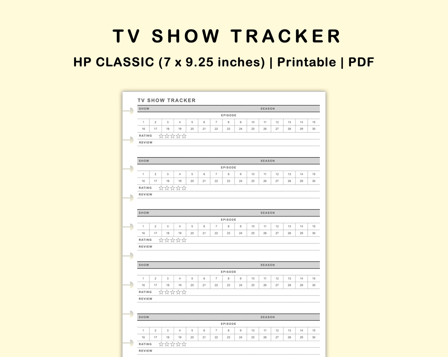 Classic HP Inserts - TV Show Tracker