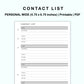 Personal Wide Inserts - Contact List