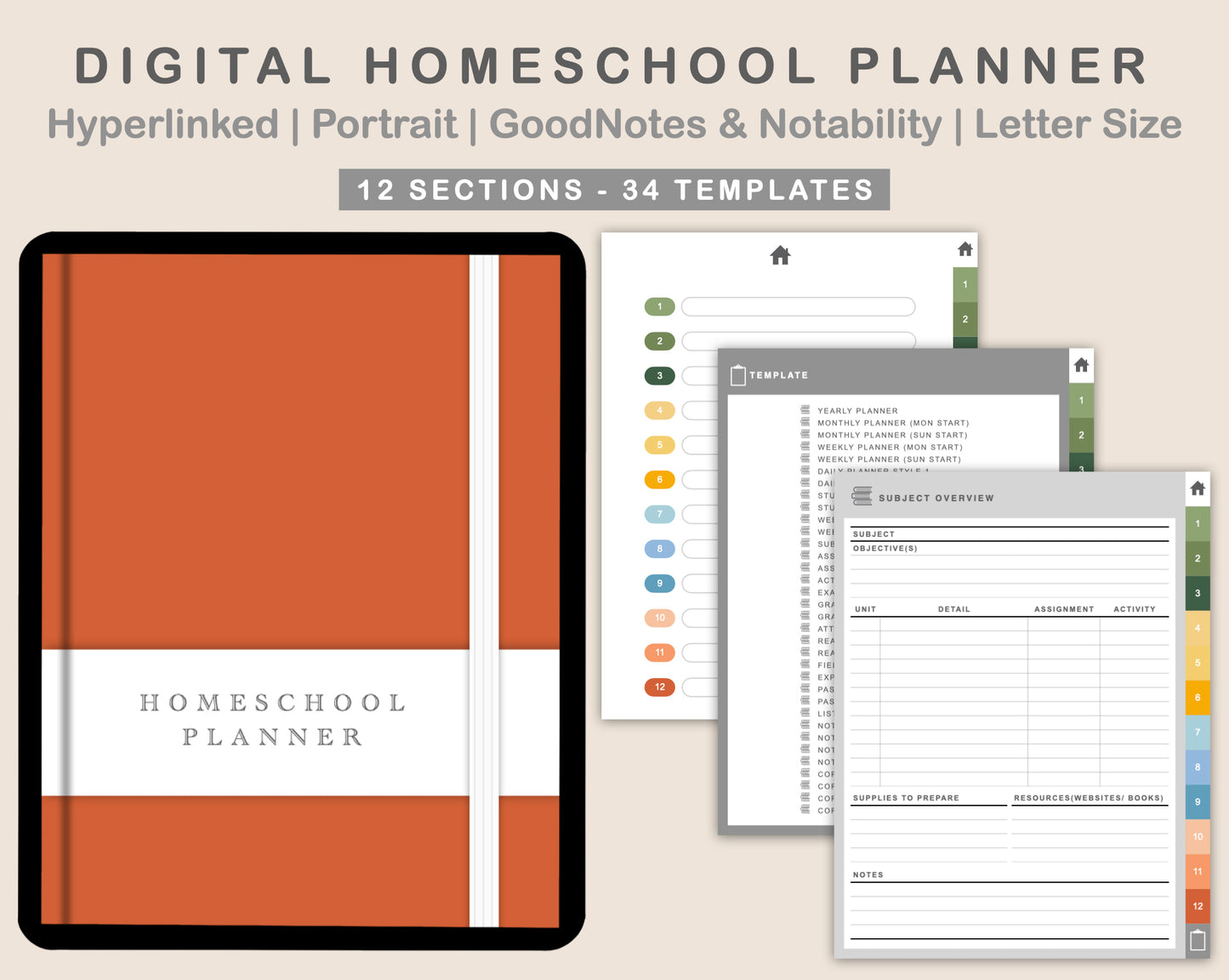 Digital Homeschool Planner - Bright
