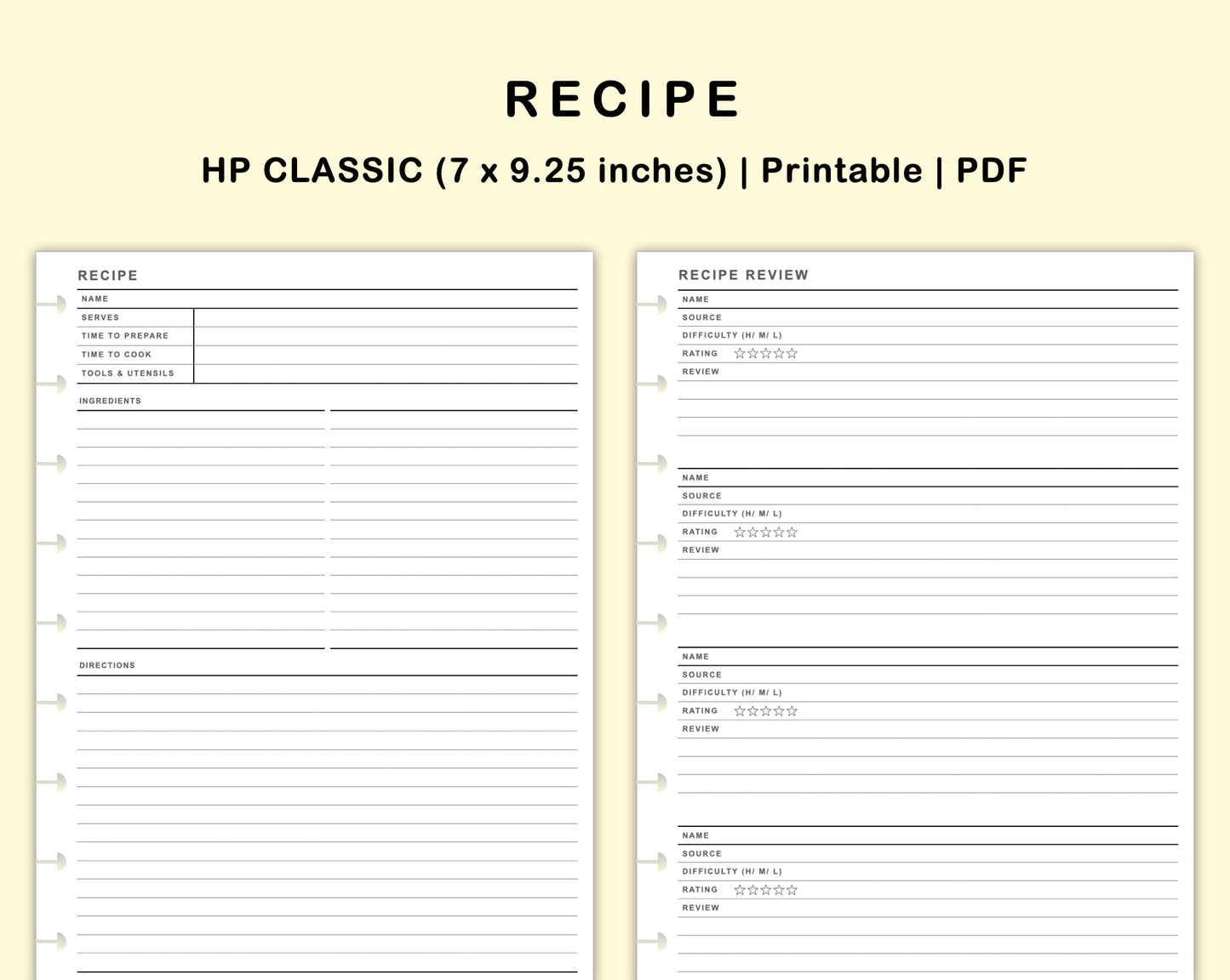 Classic HP Inserts - Recipe