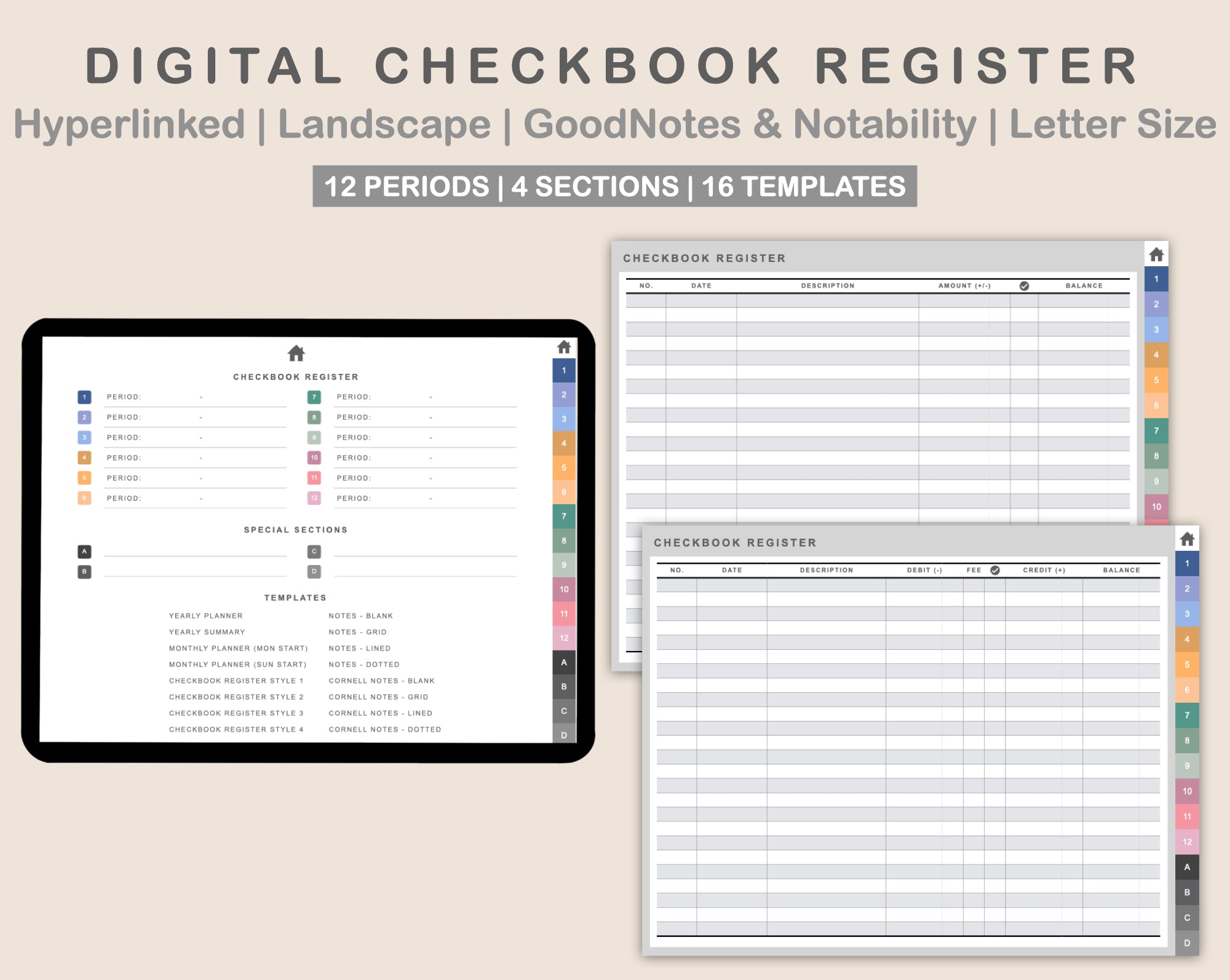 Checkbook Register Software Digital Checkbook Register - Landscape - Spring – kjunstudio