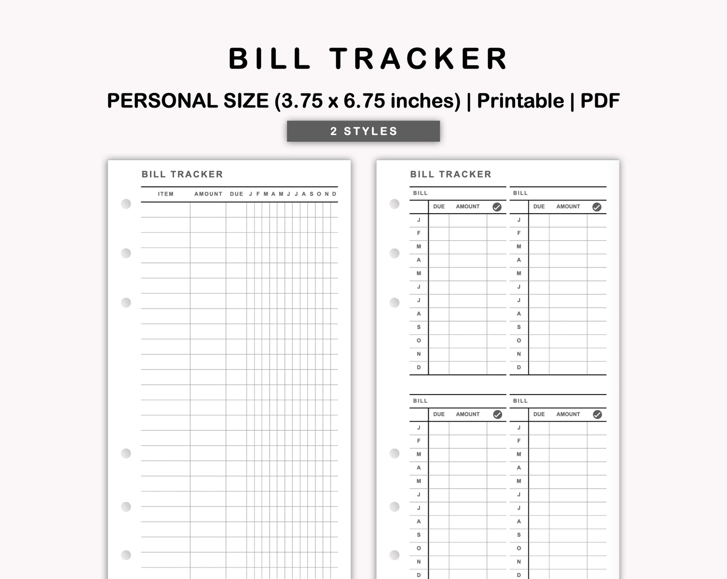 Personal Inserts - Bill Tracker
