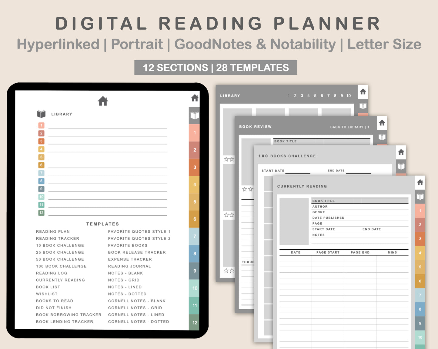 Digital Reading Planner - Portrait - Boho