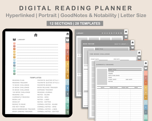 Digital Reading Planner - Portrait - Boho
