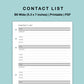 B6 Wide Inserts - Contact List