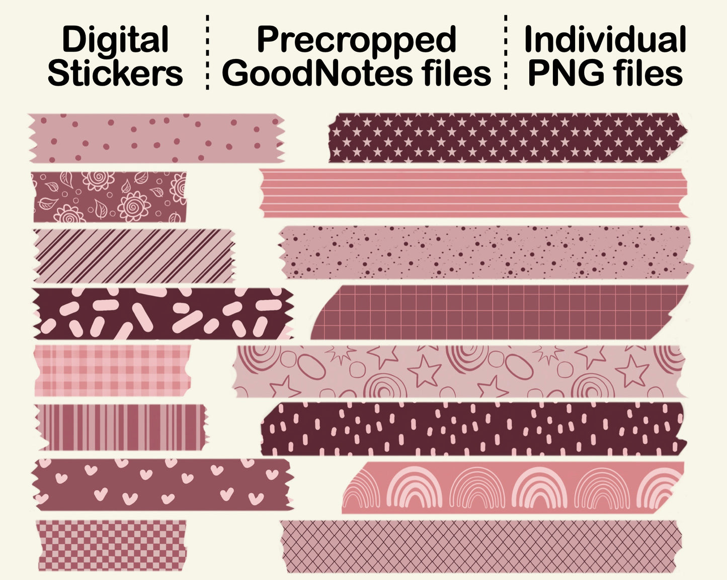 Digital Washi Tape - Lovely in Pink – kjunstudio