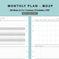 B6 Wide Inserts - Monthly Plan - MO2P - with Habit Tracker