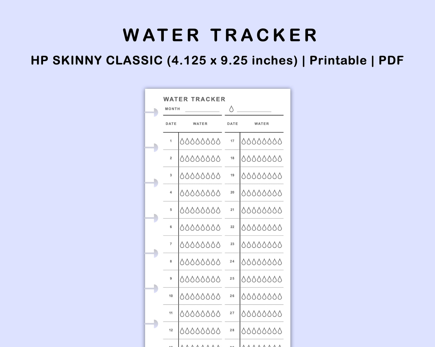 Skinny Classic HP Inserts - Water Tracker