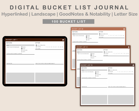 Digital Bucket List Journal - Brown Coffee