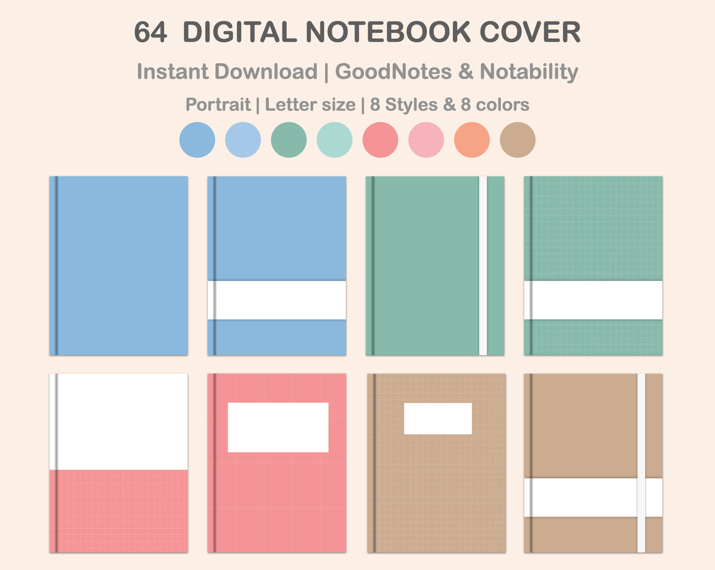 Digital Notebook Cover - Portrait - Pastel