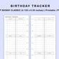 Skinny Classic HP Inserts - Birthday Tracker