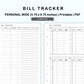 Personal Wide Inserts - Bill Tracker
