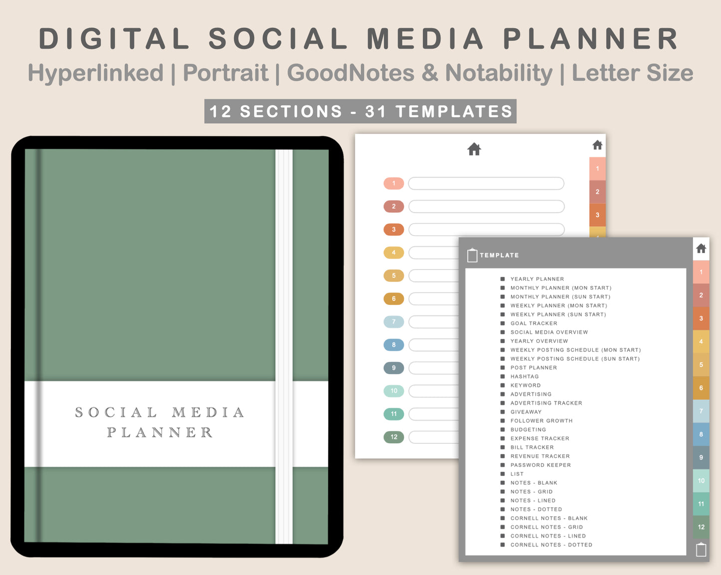 Digital Social Media Planner - Boho