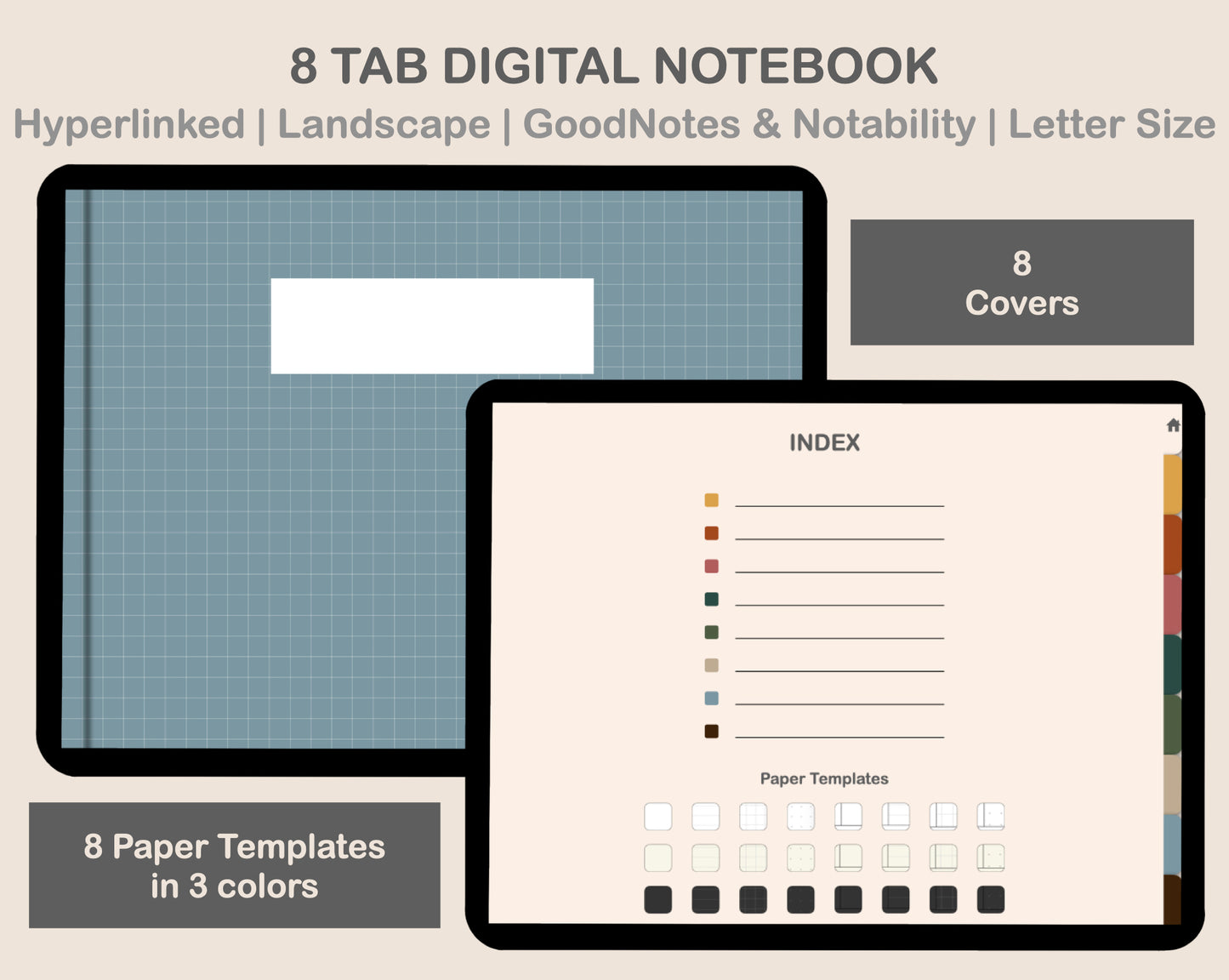 Digital Notebook 8 Tab - Landscape - Retro