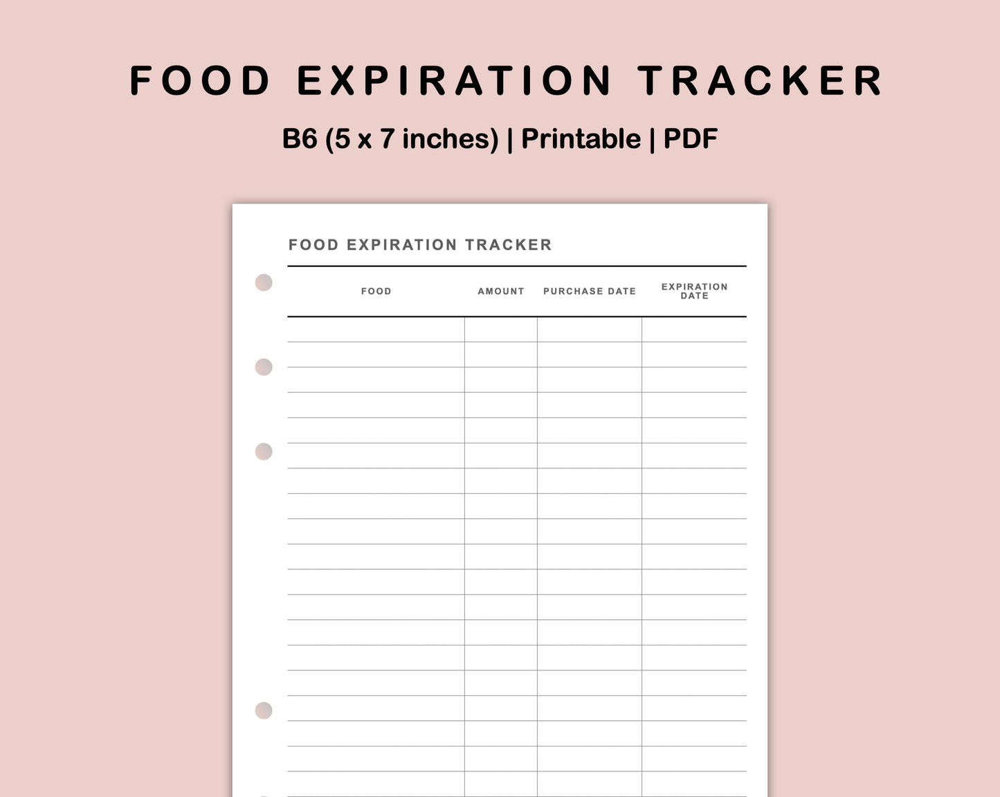 B6 Inserts - Food Expiration Tracker