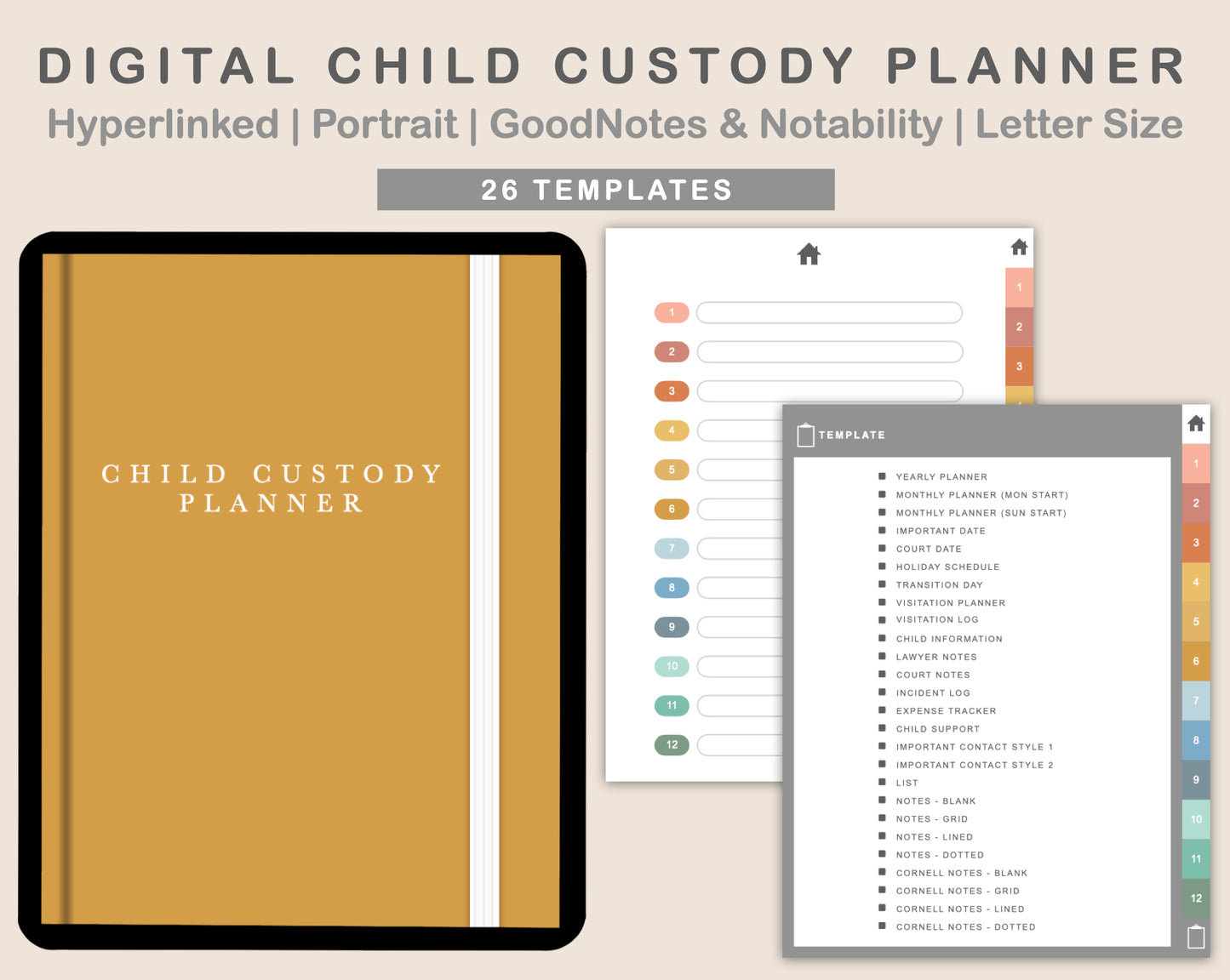 Digital Child Custody Planner - Boho