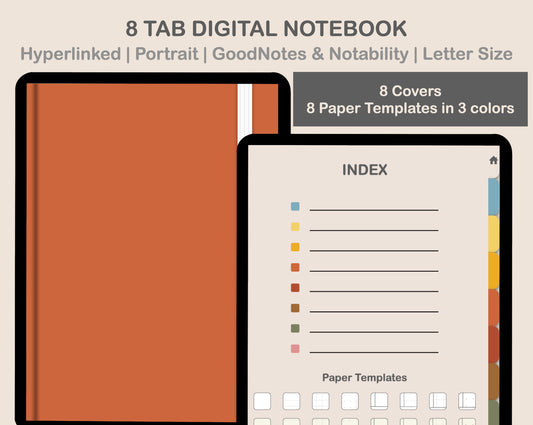 Digital Notebook 8 Tab - Portrait - Vintage