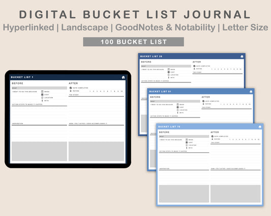 Digital Bucket List Journal - Classic Blue