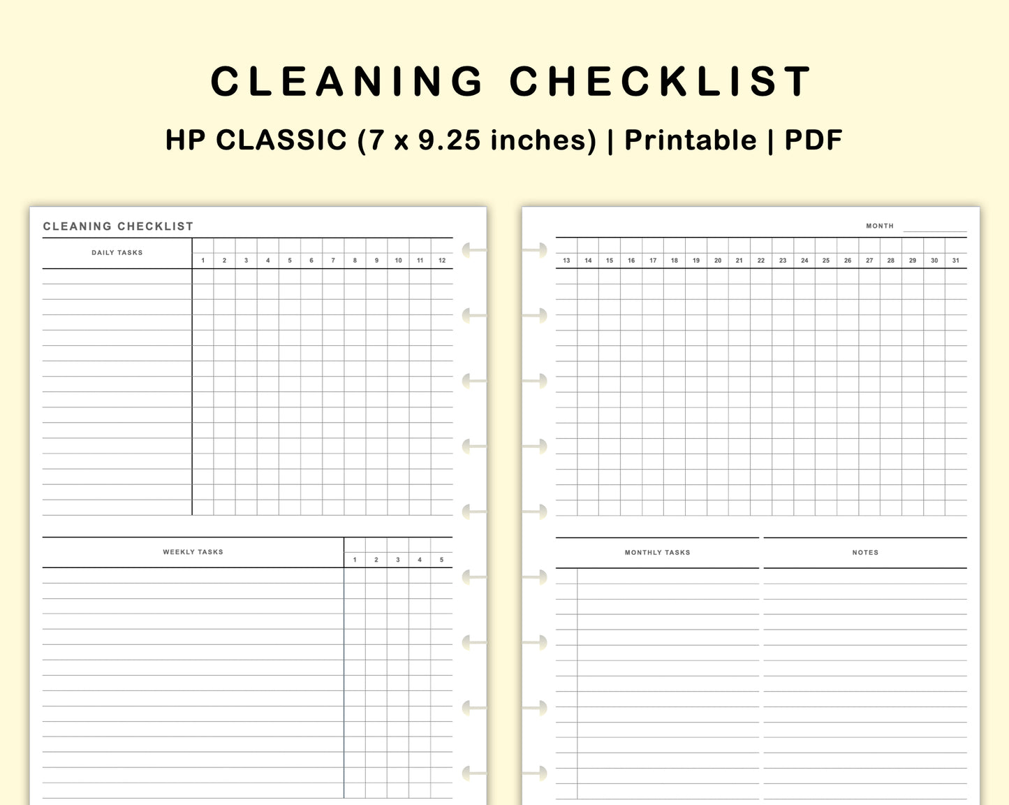 Classic HP Inserts - Cleaning Checklist