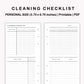 Personal Inserts - Cleaning Checklist