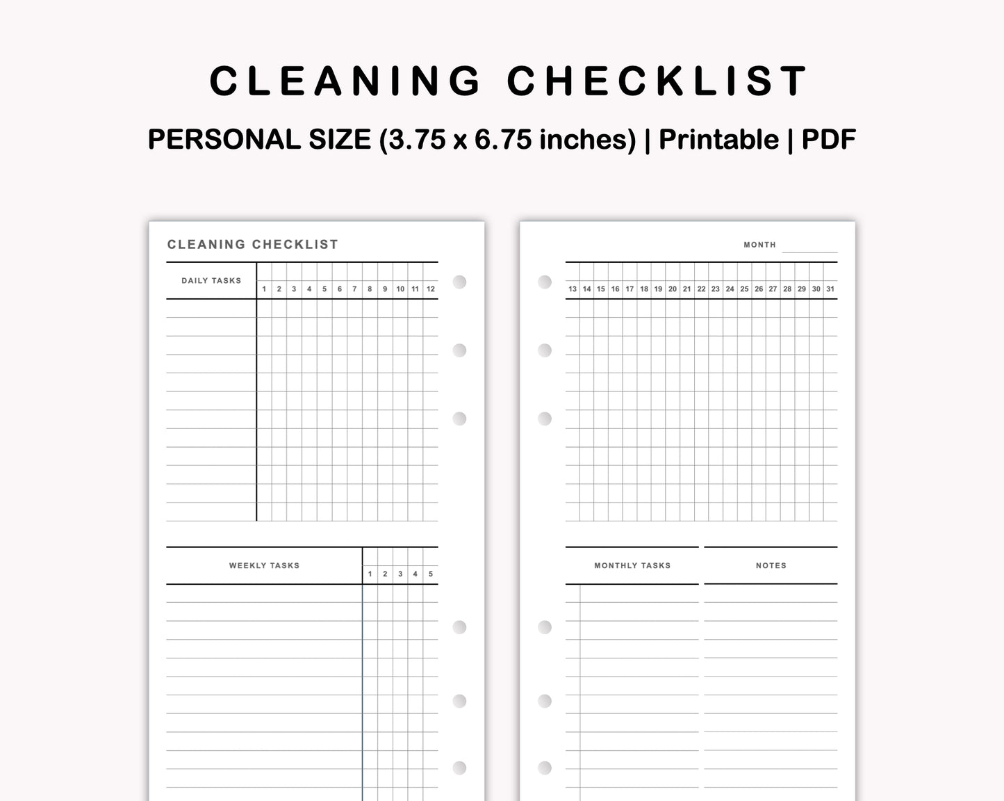 Personal Inserts - Cleaning Checklist