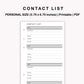 Personal Inserts - Contact List