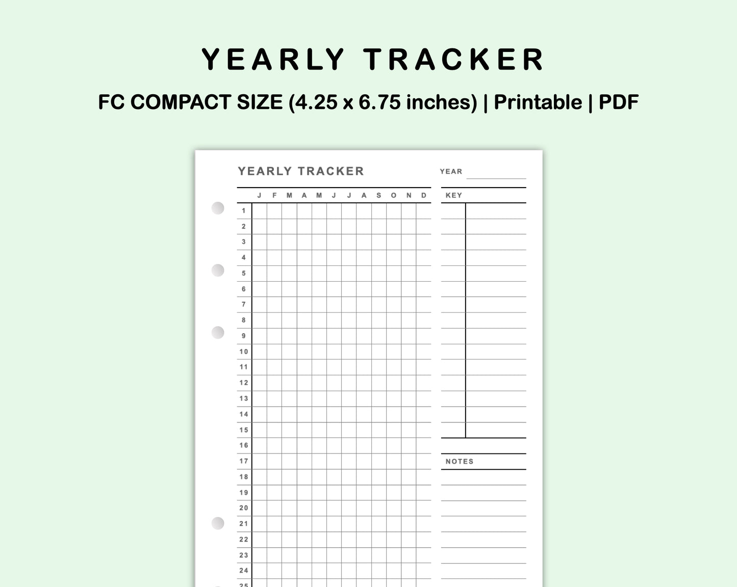 FC Compact Inserts - Yearly Tracker