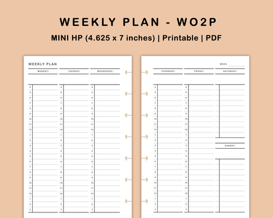 Mini Happy Planner Inserts - Weekly Plan - Vertical